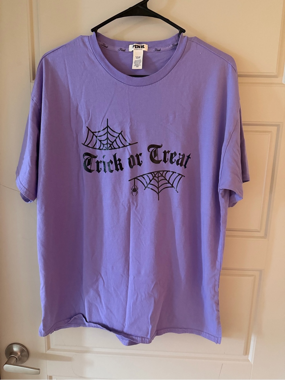 PINK Victoria's Secret Lavender Halloween Graphic Tee - Black Print